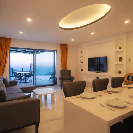 Kalkan’da Aileler ve Çiftler İçin Deniz Manzaralı Özel Havuzlu Muhafazakar Villa
